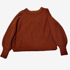 BE COOL Cropped Knit Crewneck Sweater in Rust